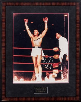 Muhammad Ali Signed "Cassius Clay" 16x20 Framed Photograph Of Victory Arms In Air (JSA)